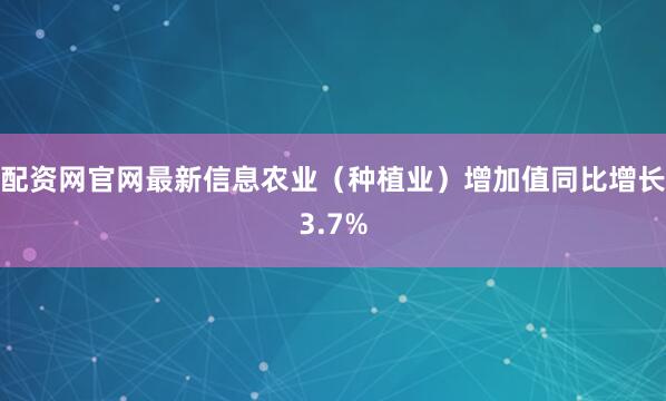 配资网官网最新信息农业（种植业）增加值同比增长3.7%